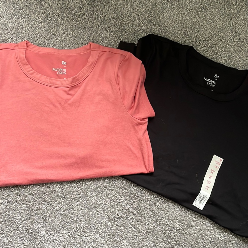 Set of 2 SO favorite crew new with tags - coral/pink and black - flowy tee